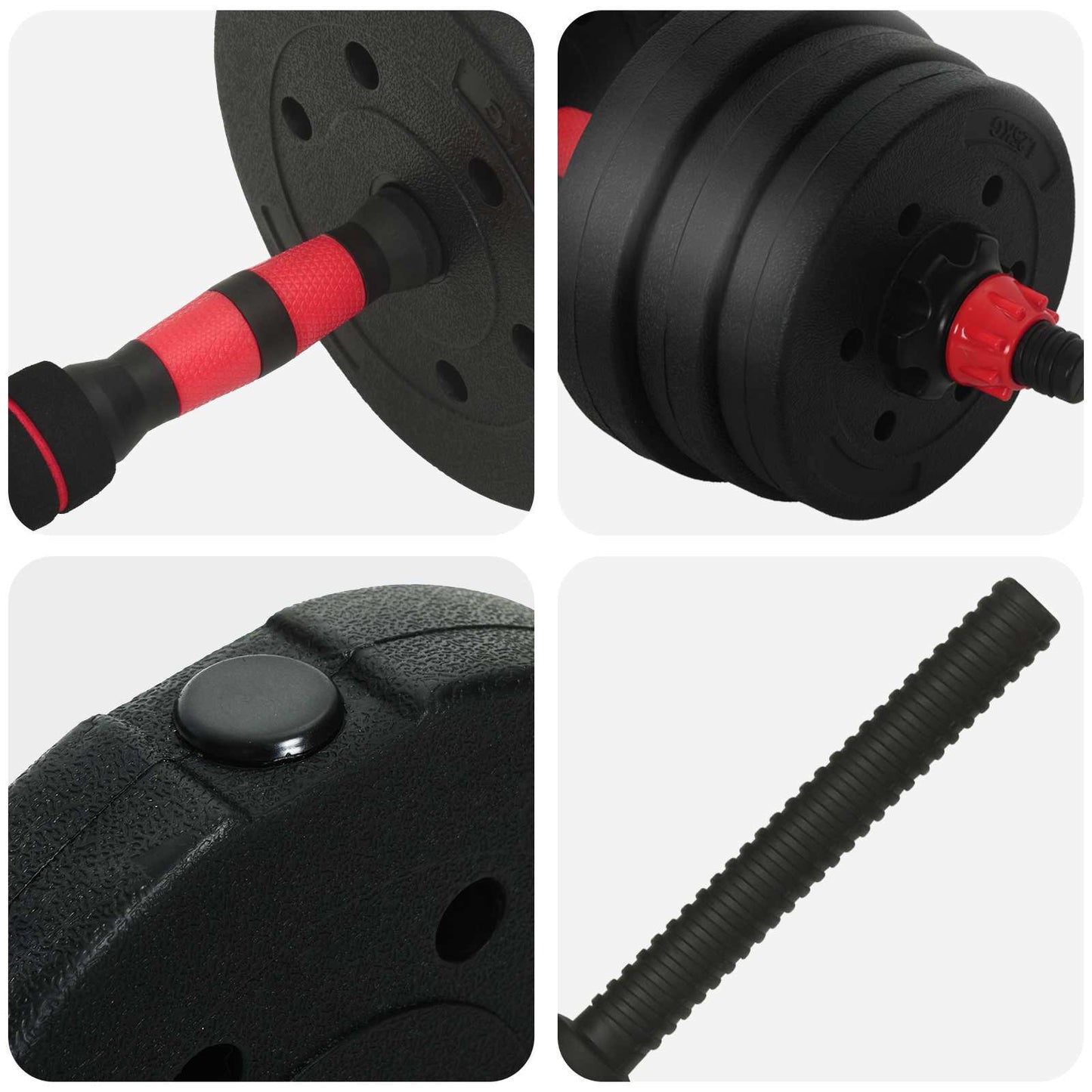 2-in-1 Dumbbell Set 30kg Black and Red