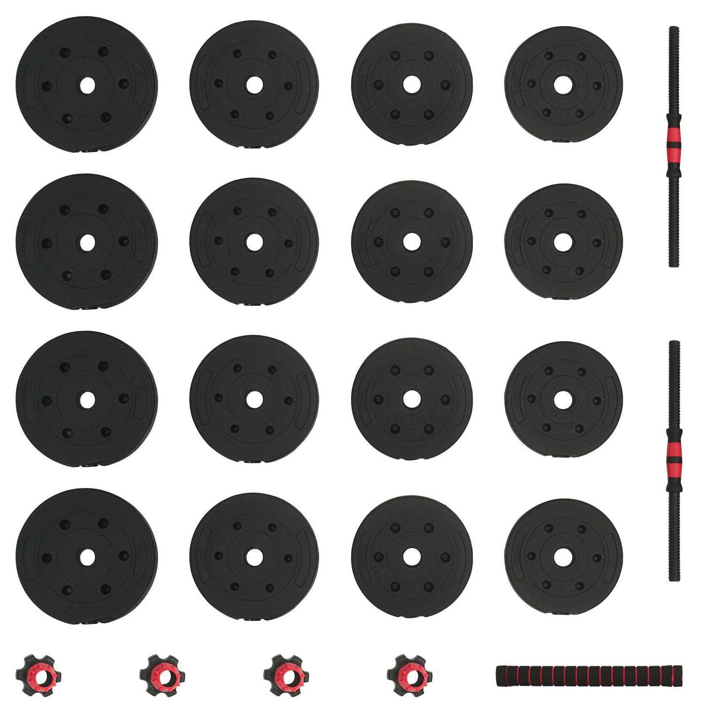 2-in-1 Dumbbell Set 30kg Black and Red