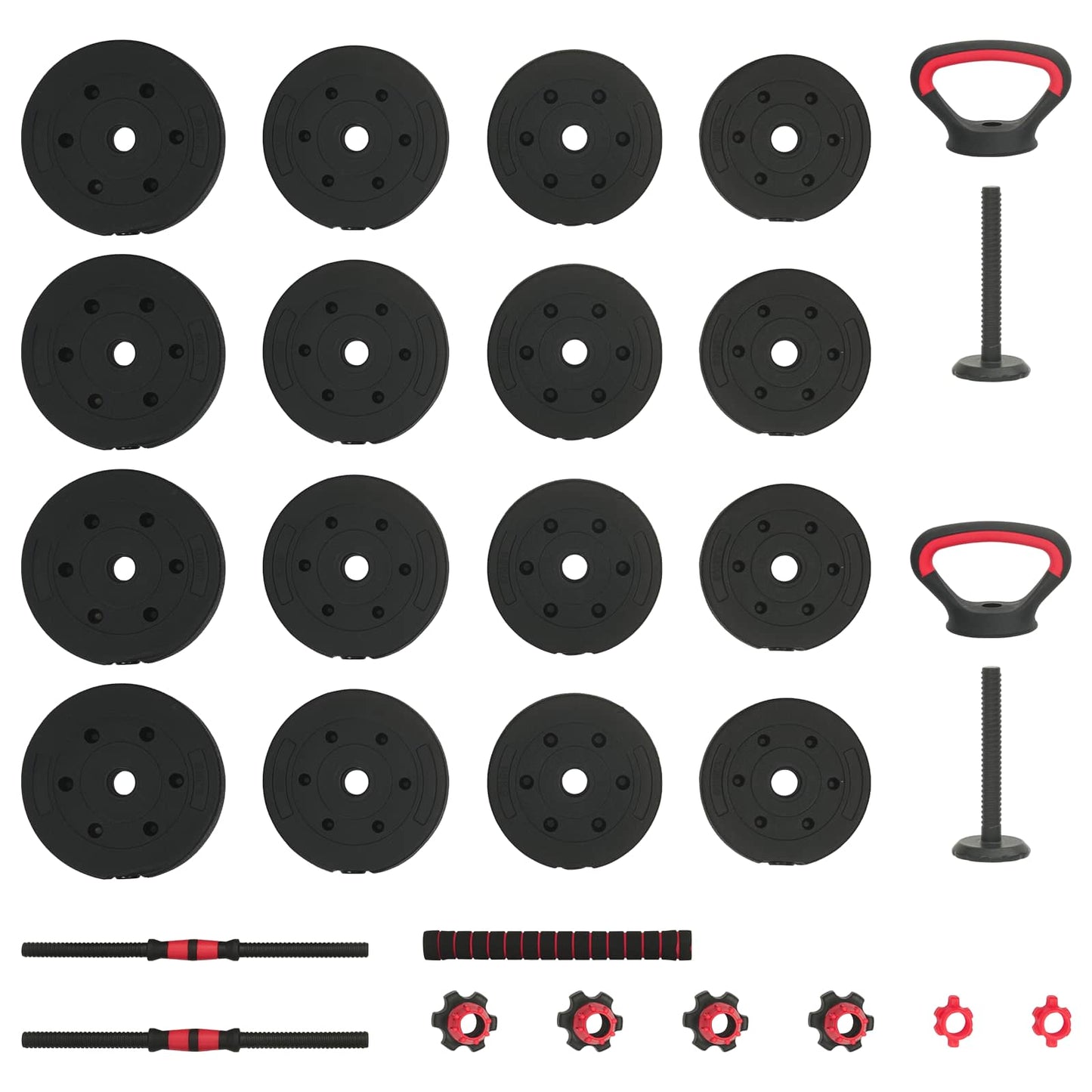 4-in-1 Dumbbell Set 30kg Black and Red