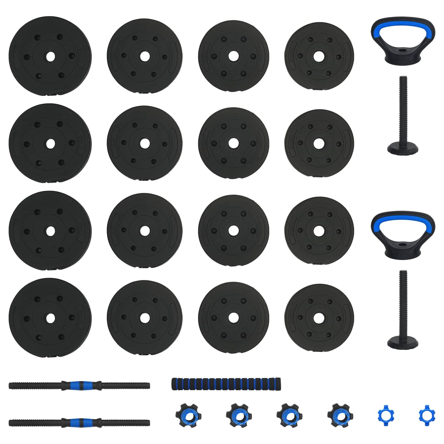 4-in-1 Dumbbell Set 30kg Black and Blue