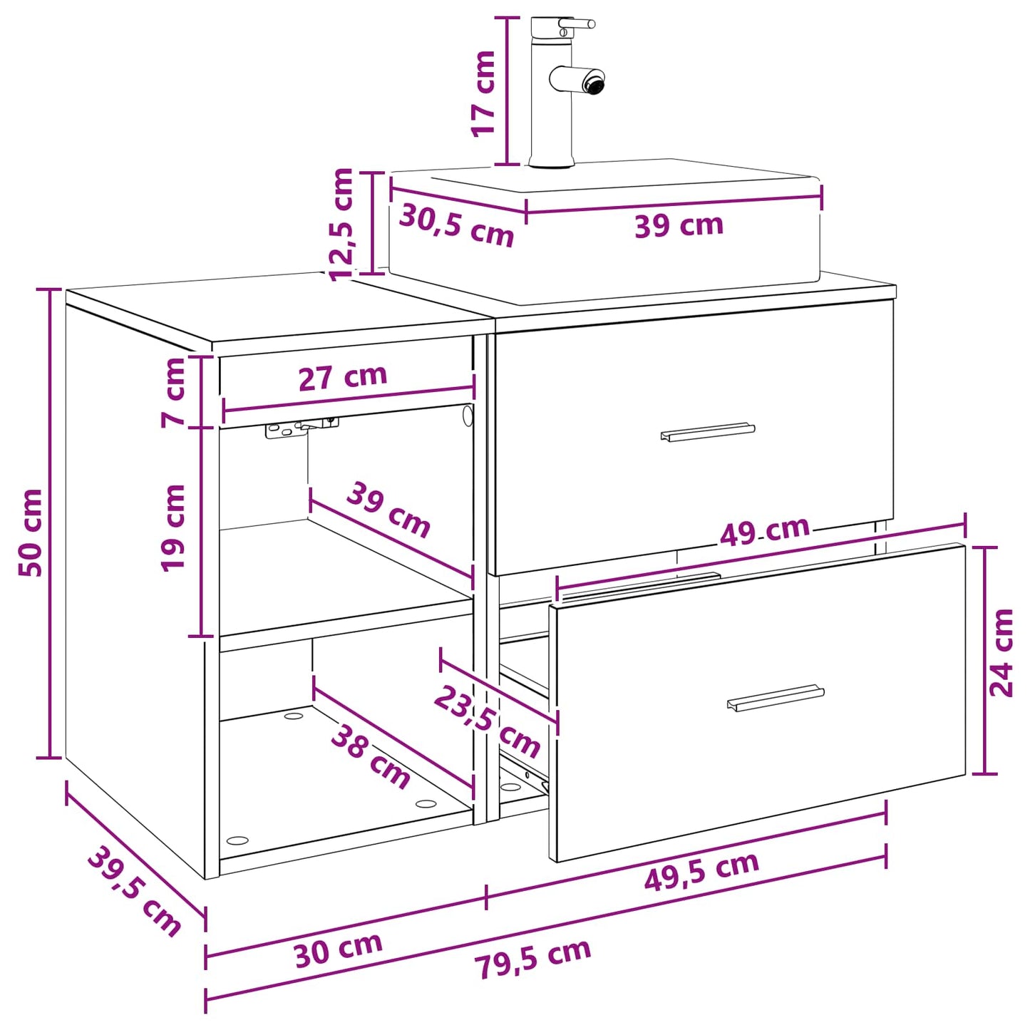 Bathroom Furniture Set 2 pcs Black Oak Engineered Wood