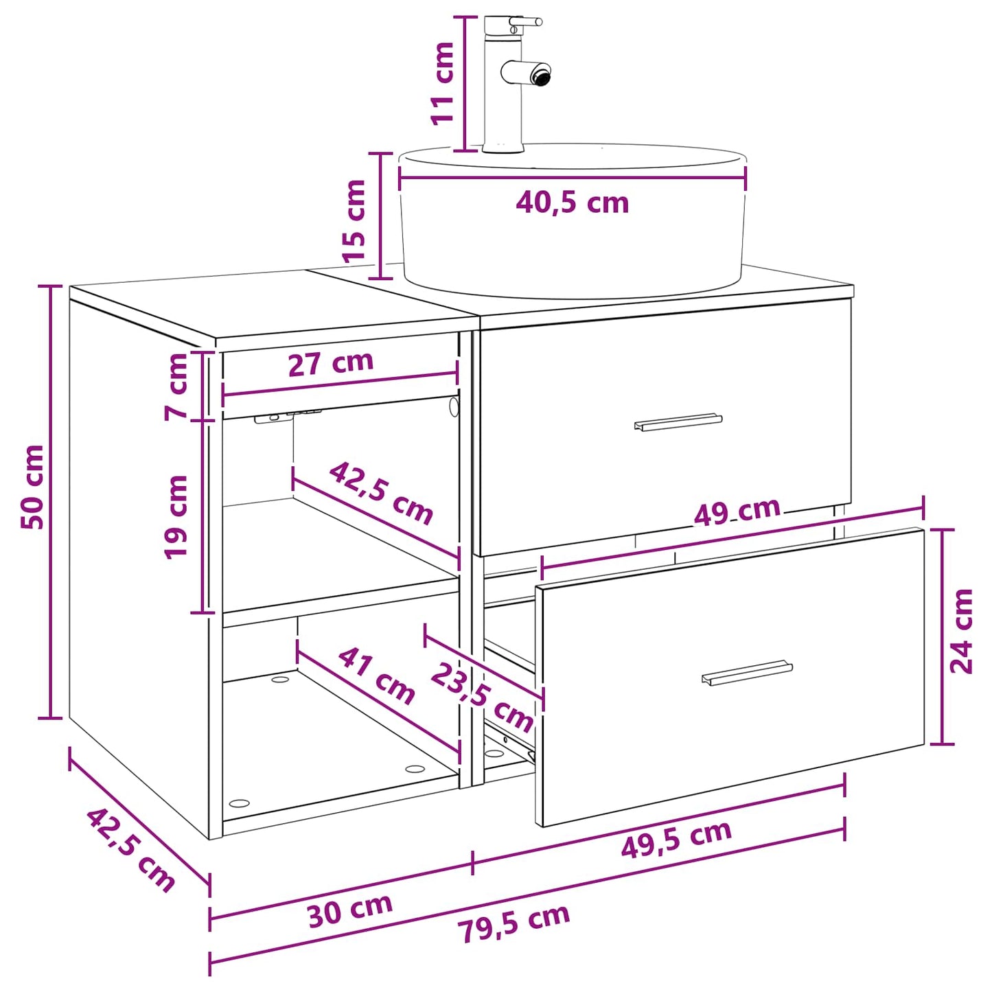 Bathroom Furniture Set 2 pcs Black Oak Engineered Wood