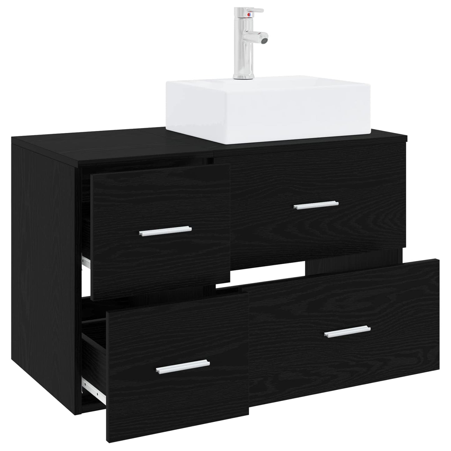 Bathroom Furniture Set 2 pcs Black Oak Engineered Wood