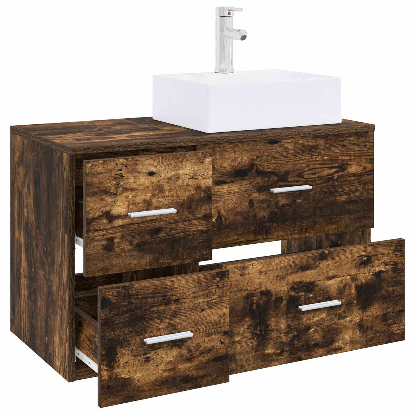 Bathroom Furniture Set 2 pcs Smoked Oak Engineered Wood