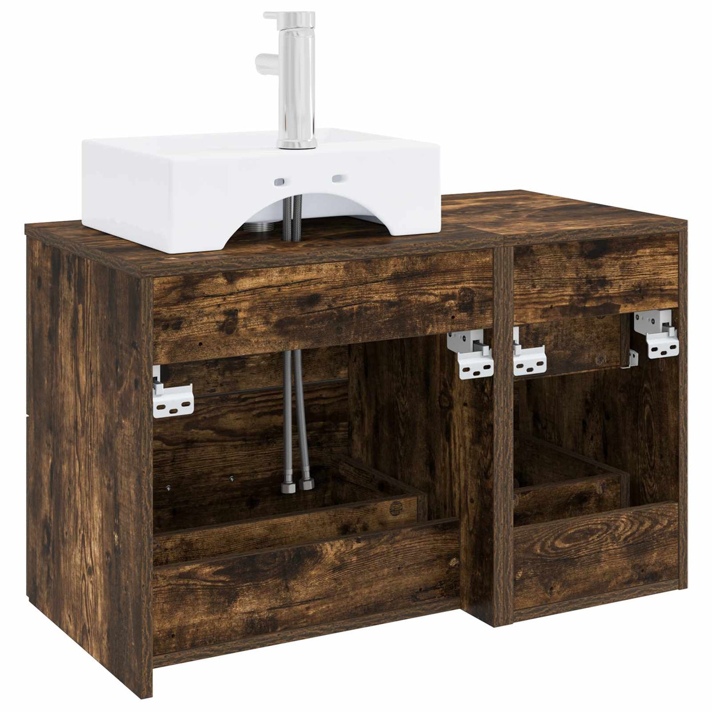 Bathroom Furniture Set 2 pcs Smoked Oak Engineered Wood