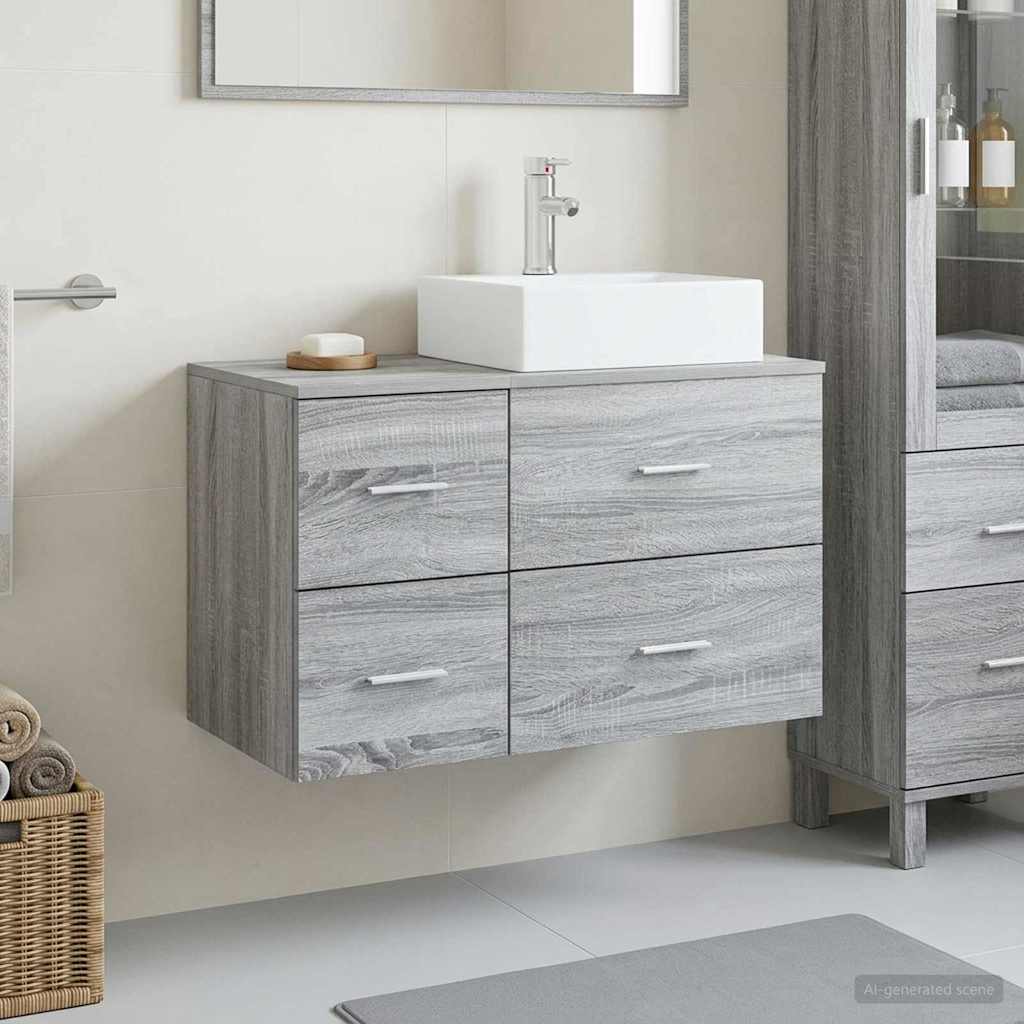 Bathroom Furniture Set 2 pcs Grey Sonoma Engineered Wood
