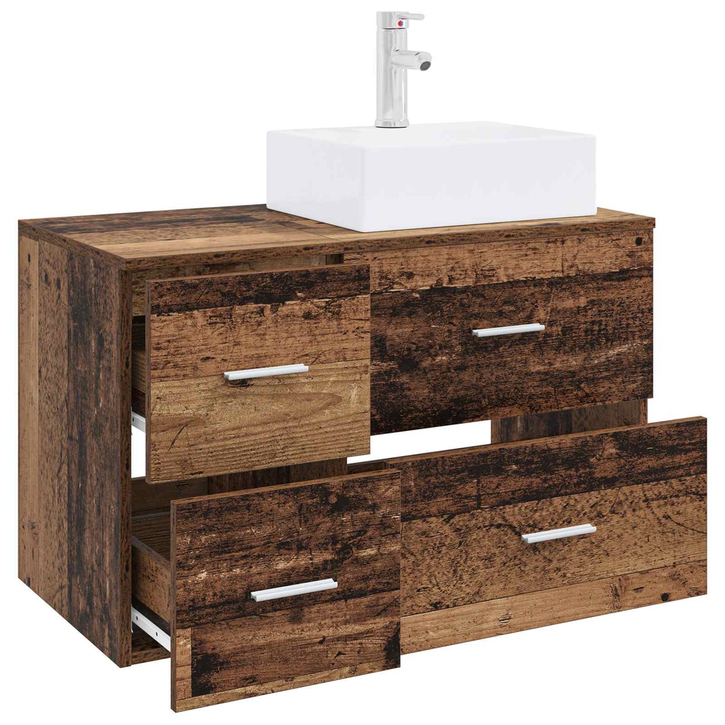 Bathroom Furniture Set 2 pcs Old Wood Engineered Wood