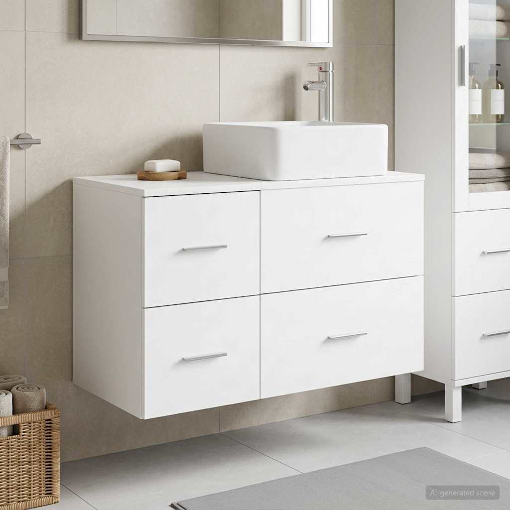 Bathroom Furniture Set 2 pcs White Engineered Wood