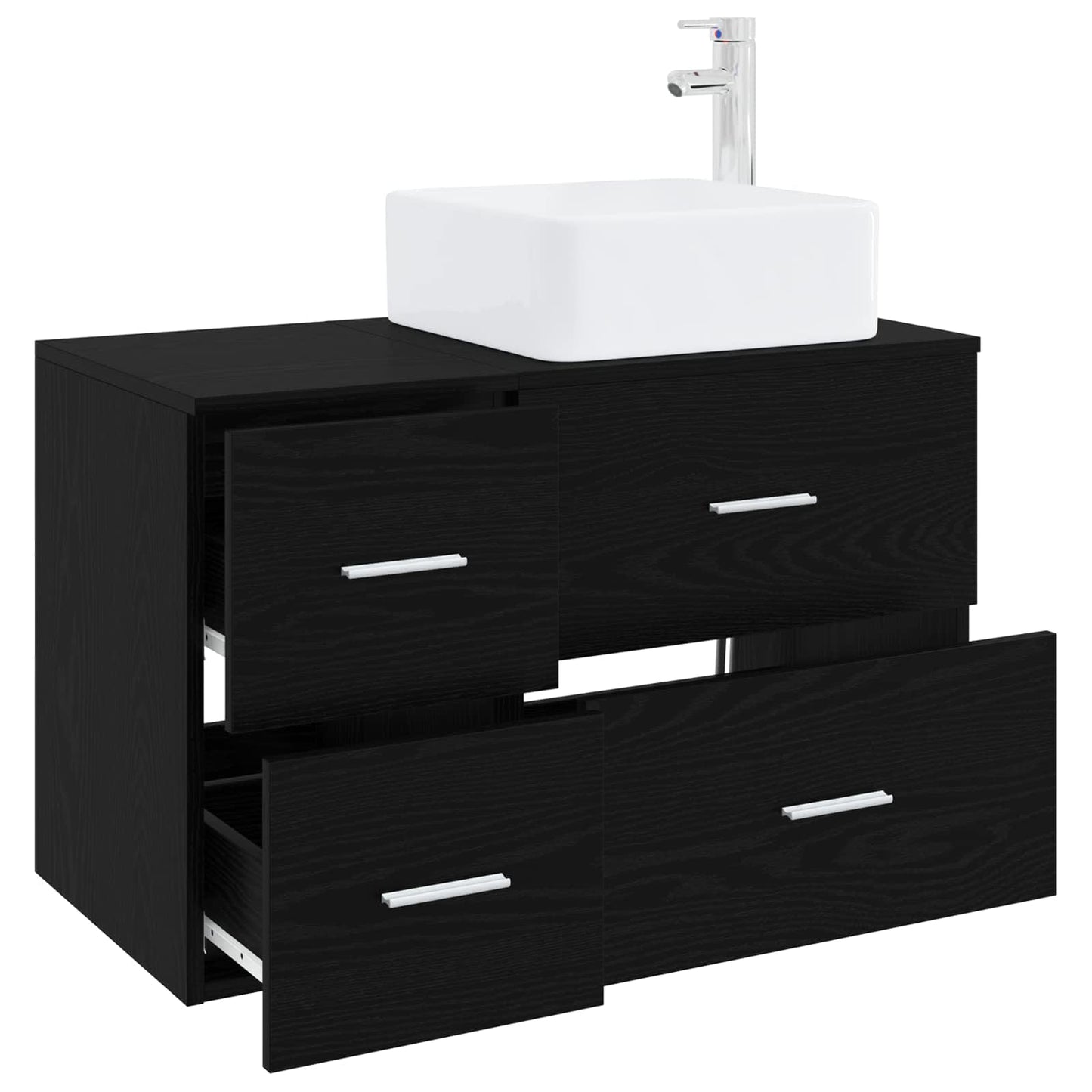 Bathroom Furniture Set 2 pcs Black Oak Engineered Wood