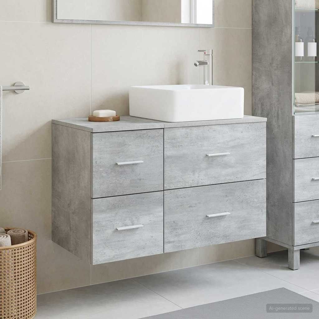 Bathroom Furniture Set 2 pcs Concrete Grey Engineered Wood