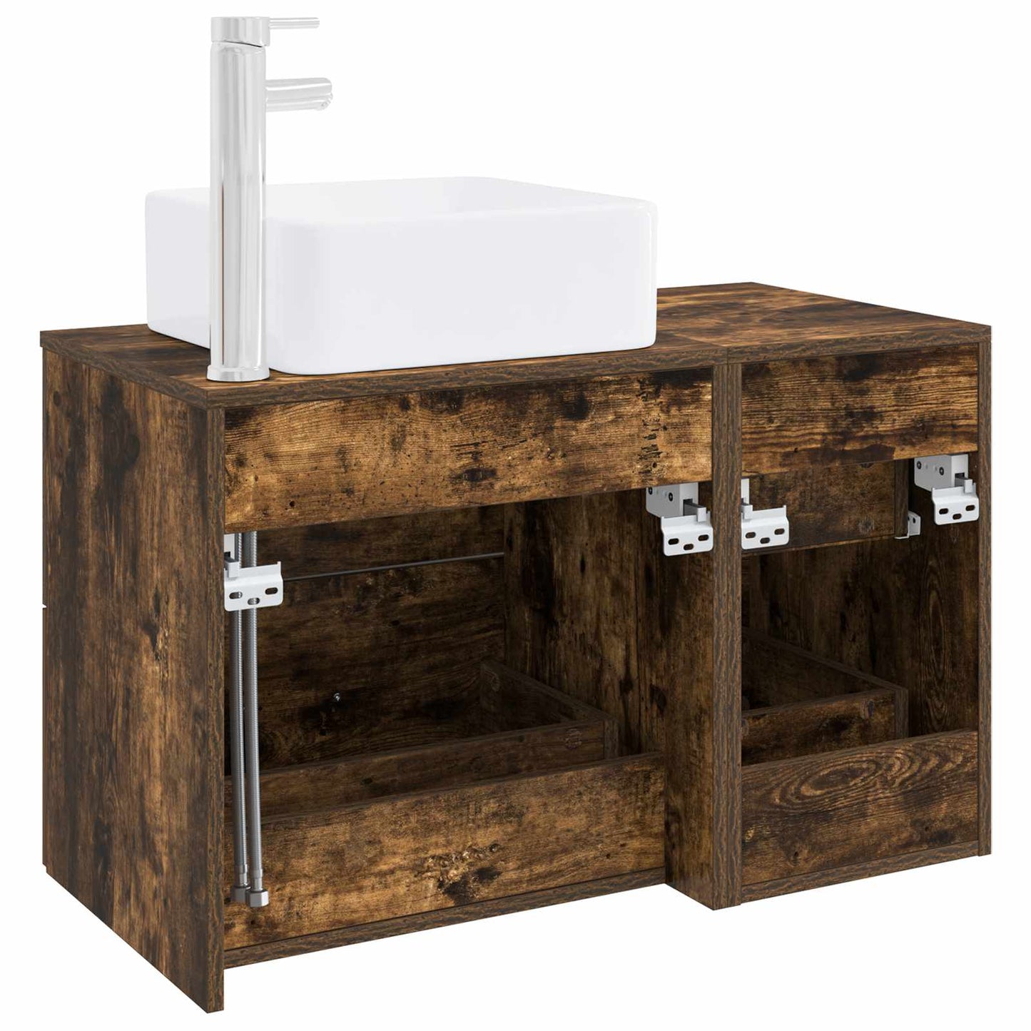 Bathroom Furniture Set 2 pcs Smoked Oak Engineered Wood