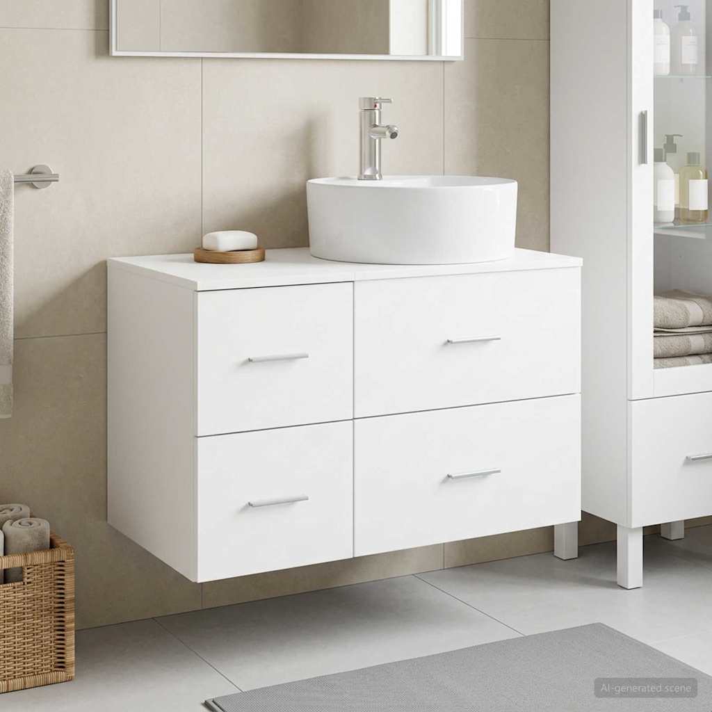 Bathroom Furniture Set 2 pcs White Engineered Wood
