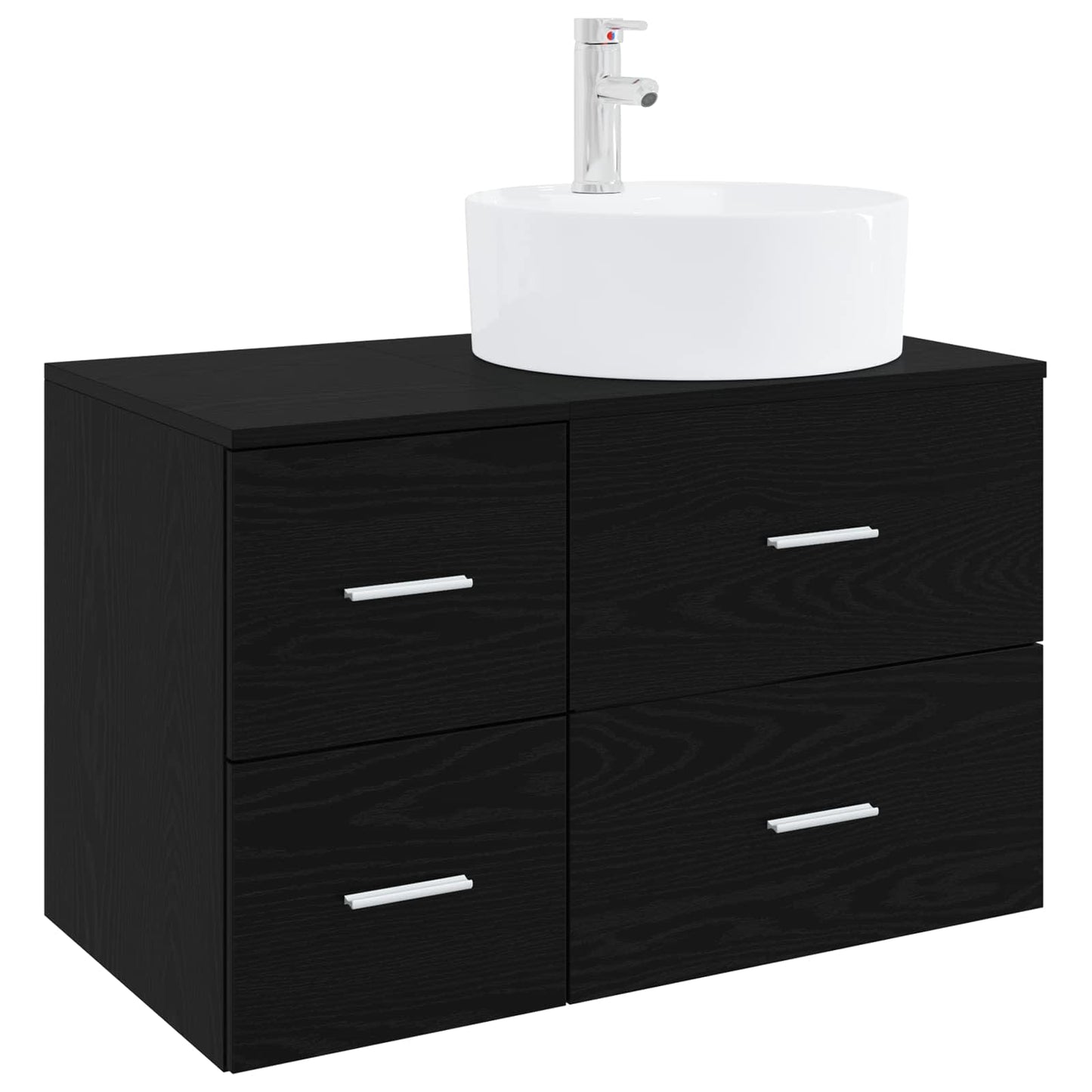 Bathroom Furniture Set 2 pcs Black Oak Engineered Wood