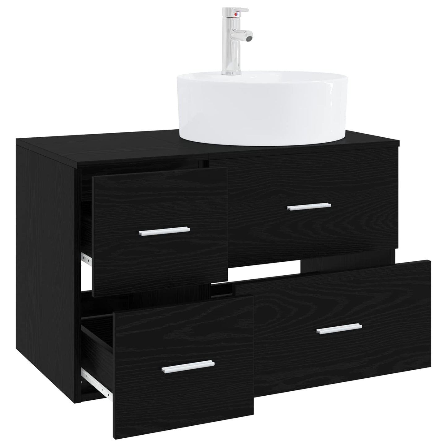Bathroom Furniture Set 2 pcs Black Oak Engineered Wood