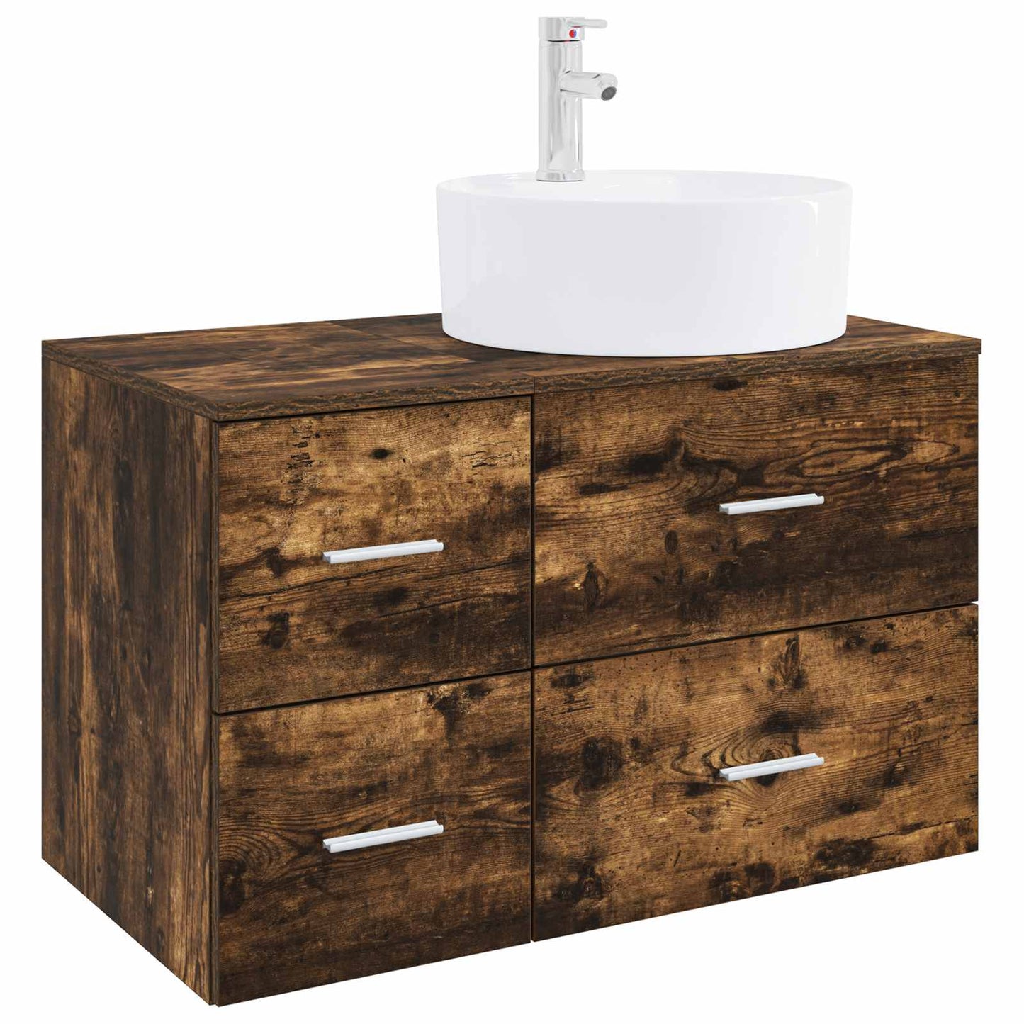 Bathroom Furniture Set 2 pcs Smoked Oak Engineered Wood