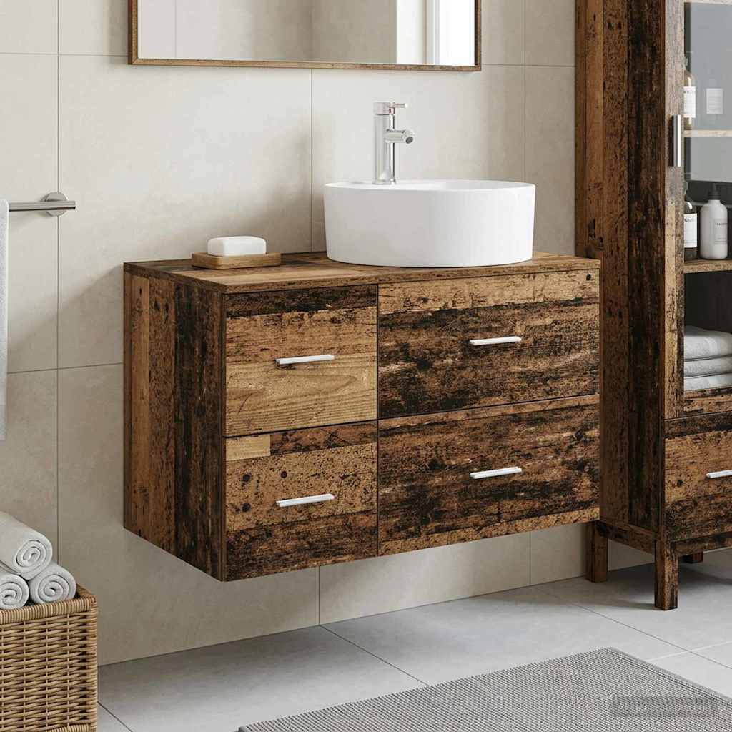 Bathroom Furniture Set 2 pcs Old Wood Engineered Wood