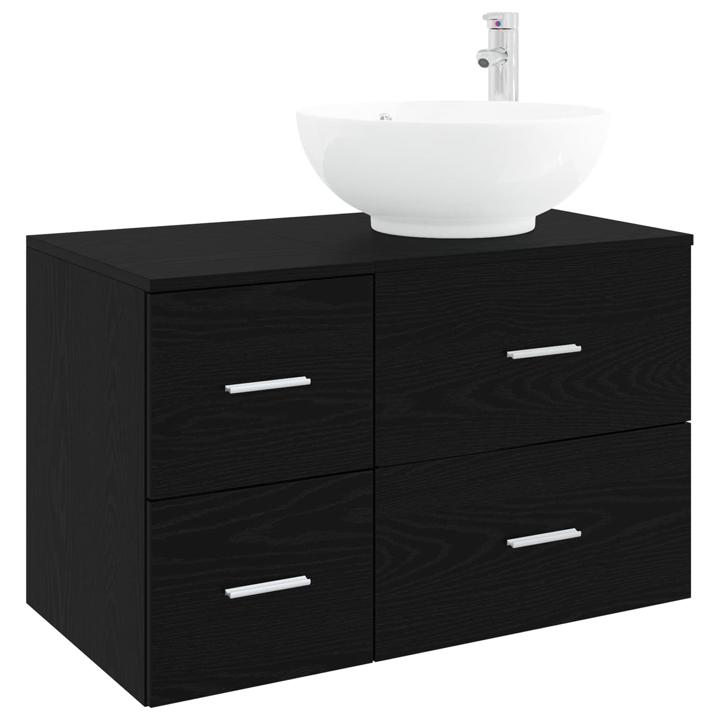 Bathroom Furniture Set 2 pcs Black Oak Engineered Wood