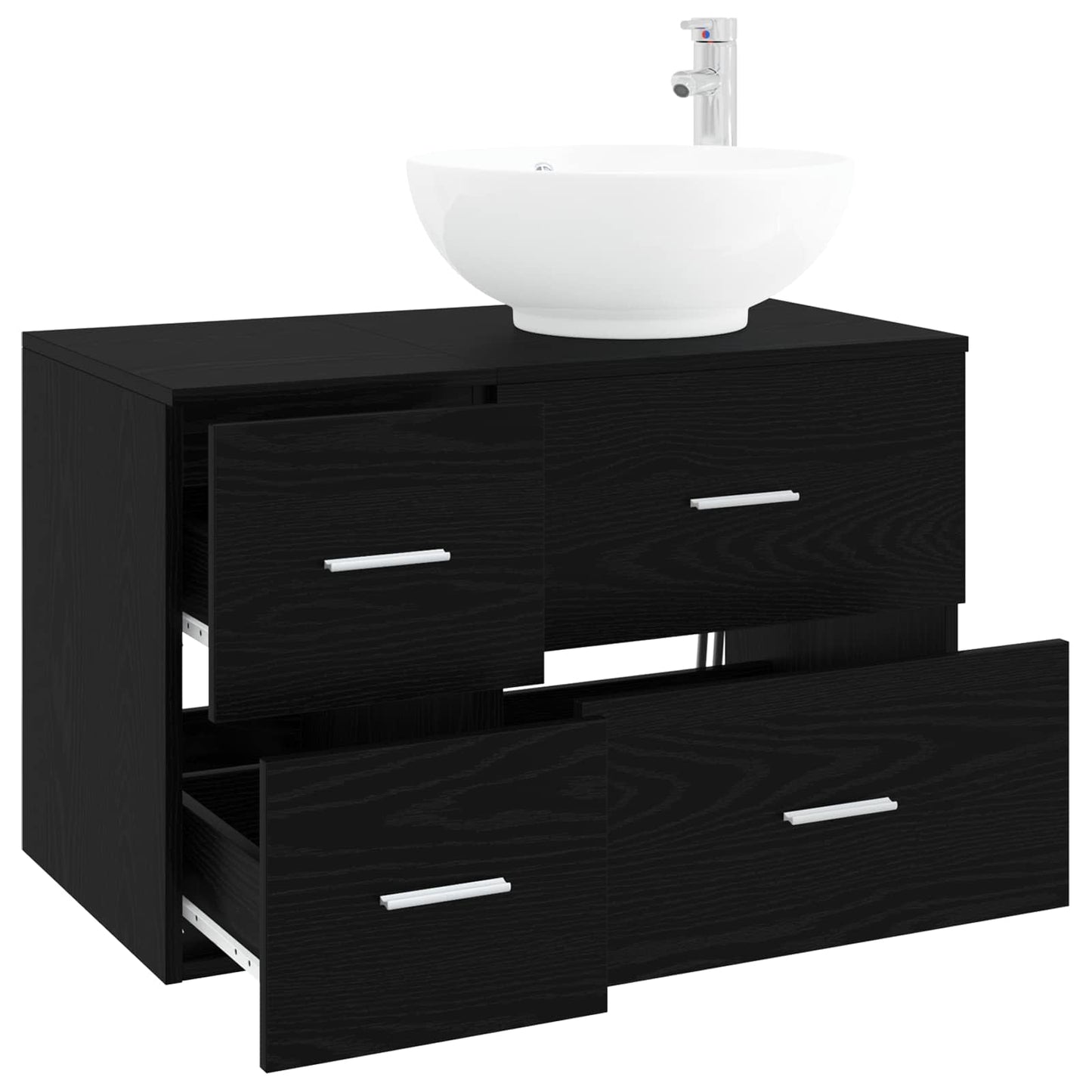 Bathroom Furniture Set 2 pcs Black Oak Engineered Wood