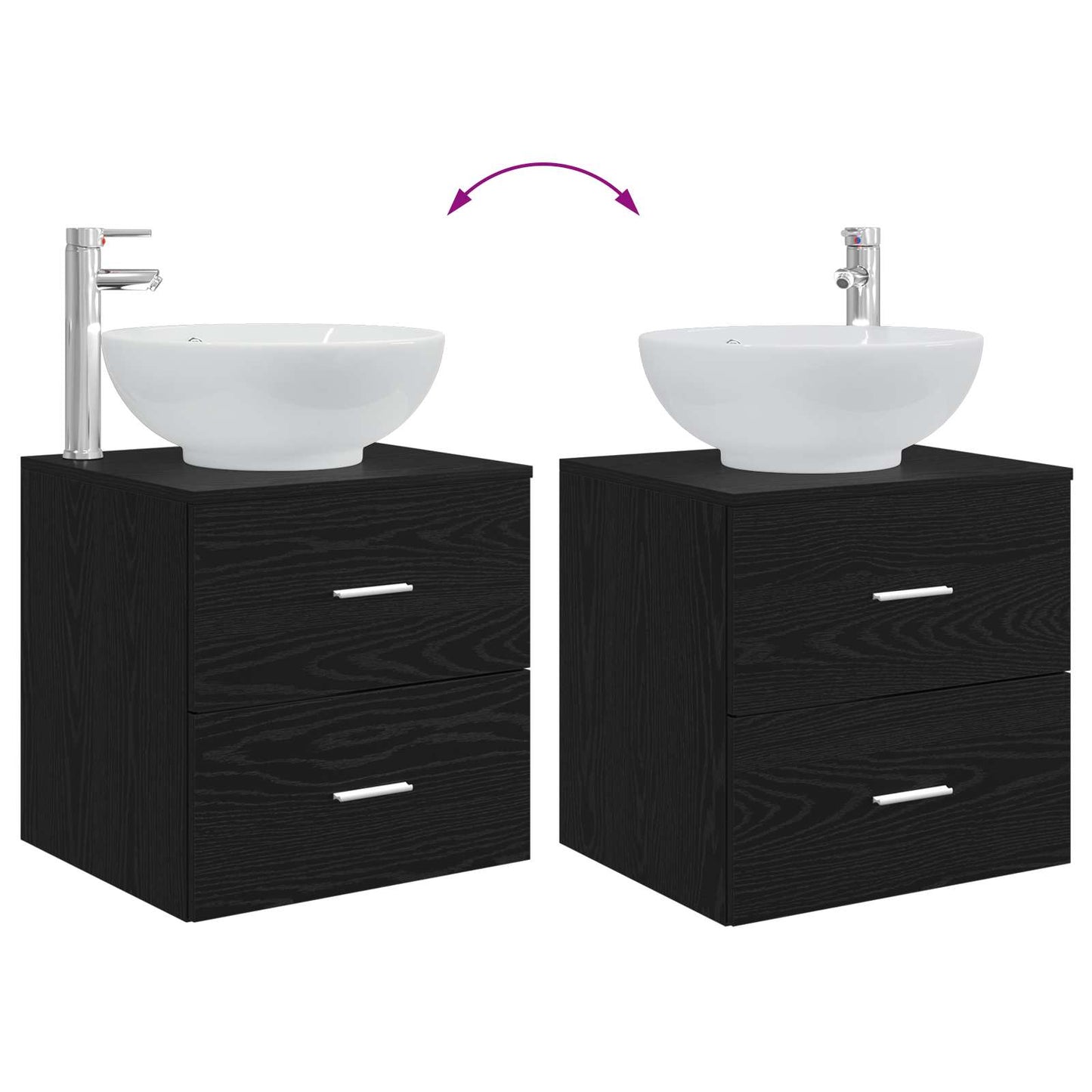 Bathroom Furniture Set 2 pcs Black Oak Engineered Wood