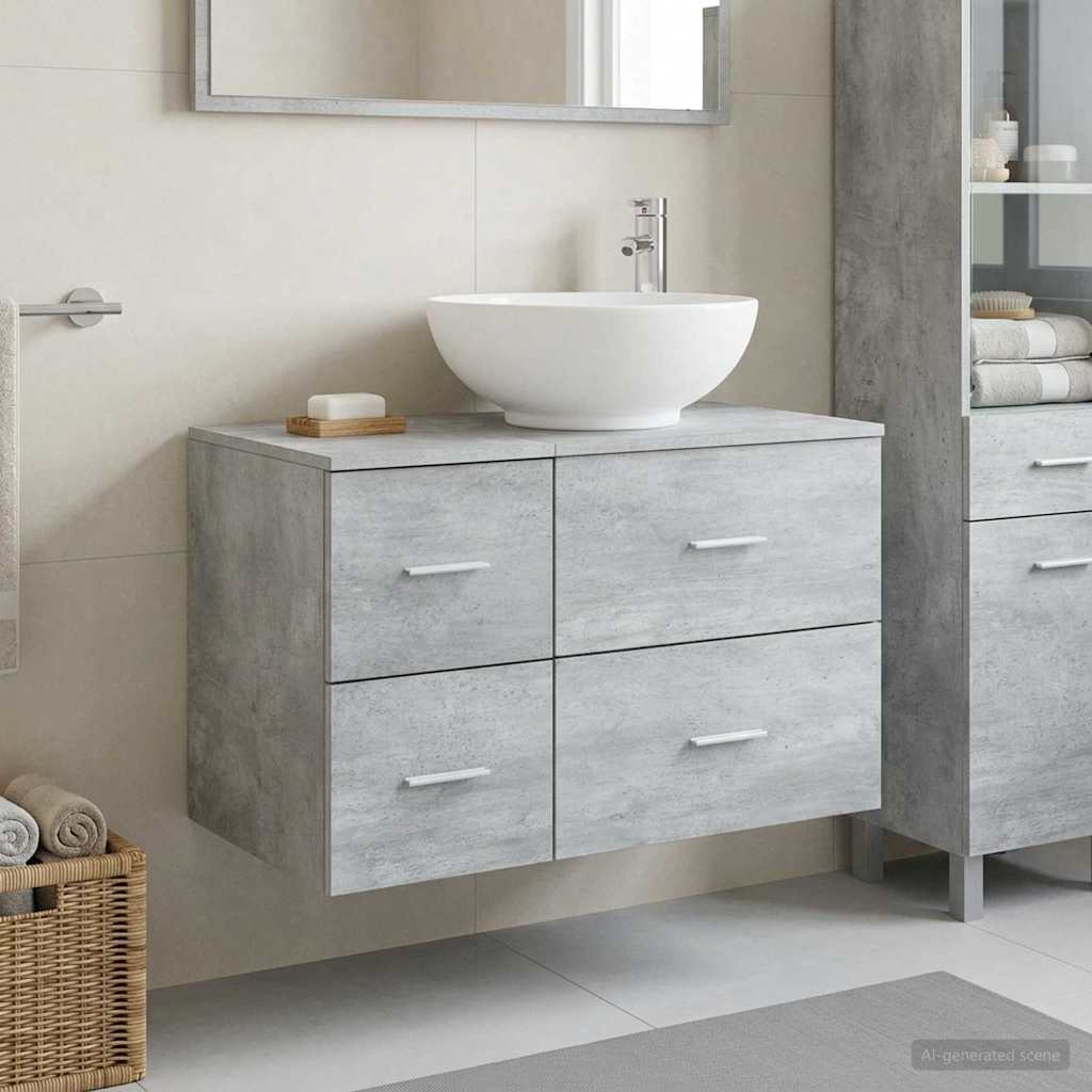 Bathroom Furniture Set 2 pcs Concrete Grey Engineered Wood
