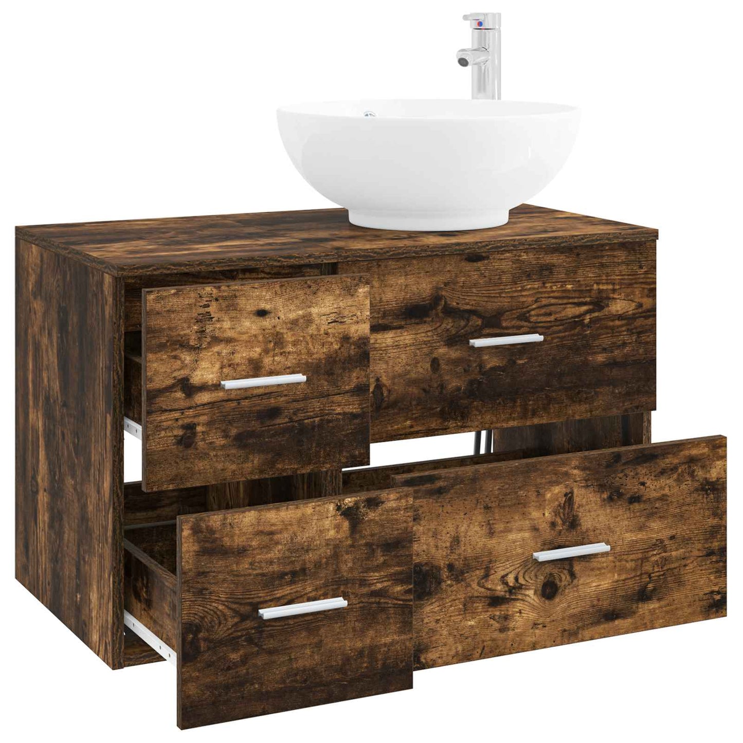 Bathroom Furniture Set 2 pcs Smoked Oak Engineered Wood