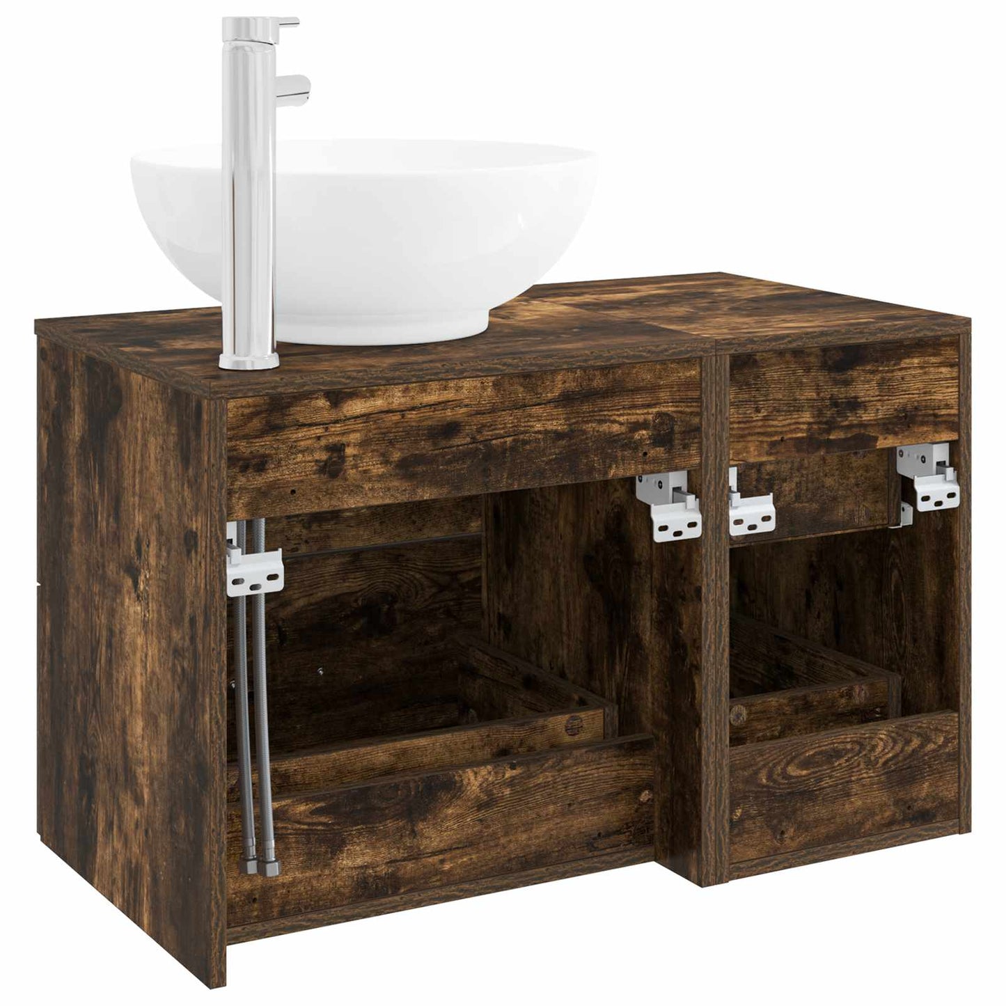 Bathroom Furniture Set 2 pcs Smoked Oak Engineered Wood