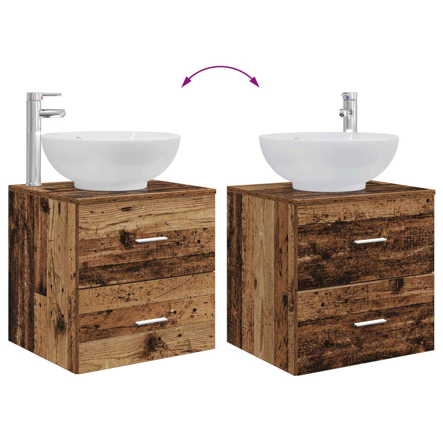 Bathroom Furniture Set 2 pcs Old Wood Engineered Wood
