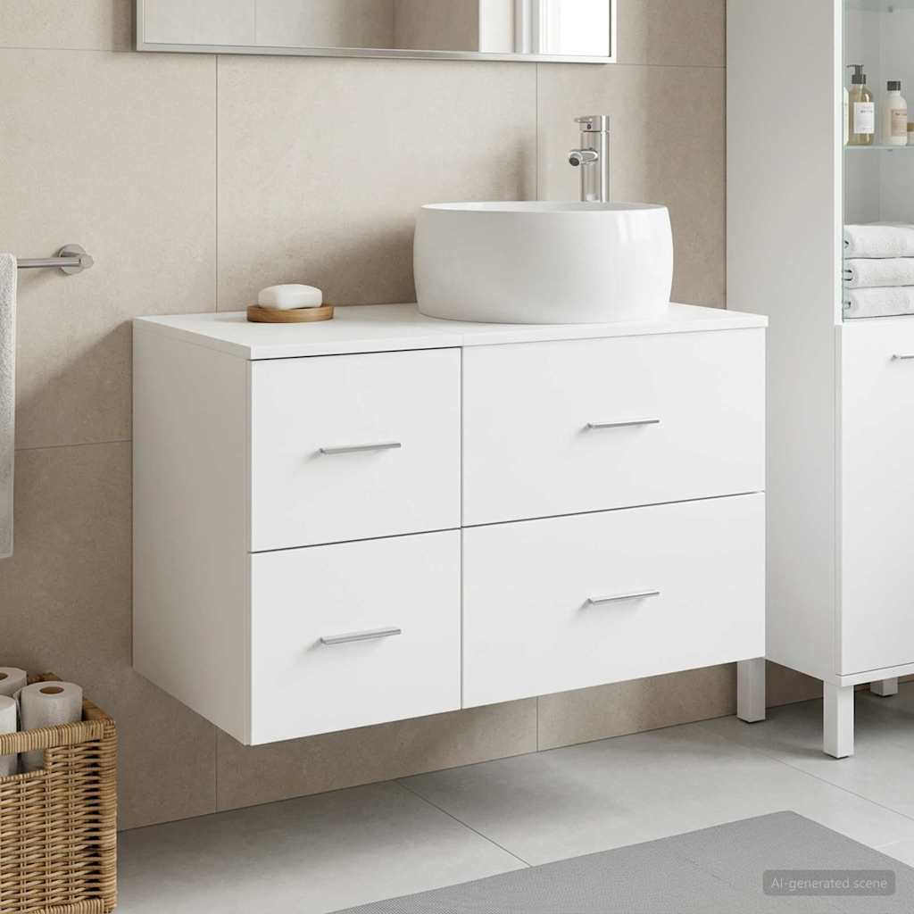 Bathroom Furniture Set 2 pcs White Engineered Wood
