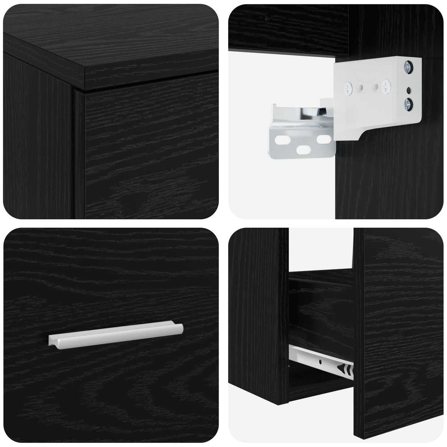 Bathroom Furniture Set 2 pcs Black Oak Engineered Wood