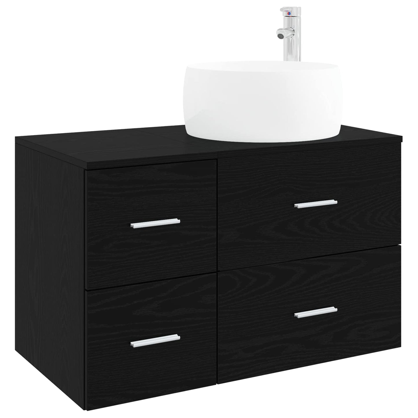 Bathroom Furniture Set 2 pcs Black Oak Engineered Wood