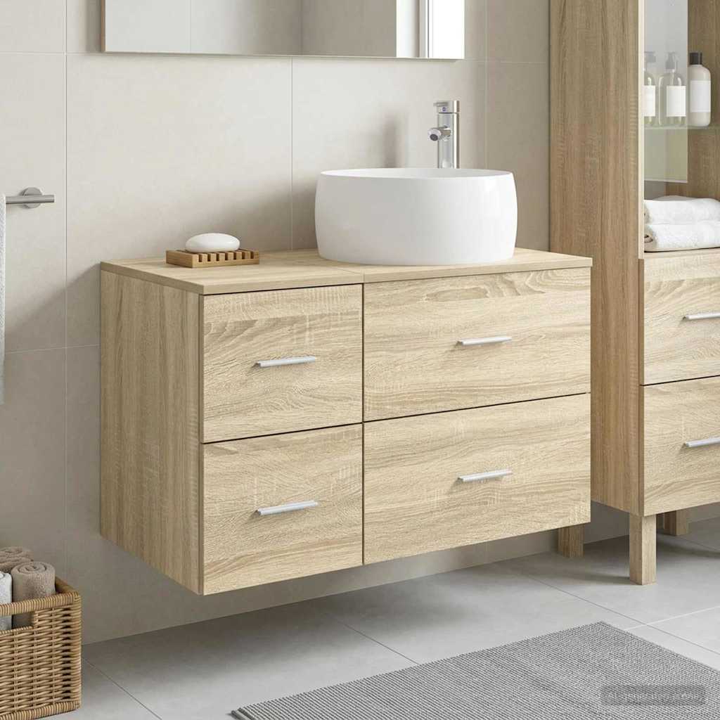 Bathroom Furniture Set 2 pcs Sonoma Oak Engineered Wood