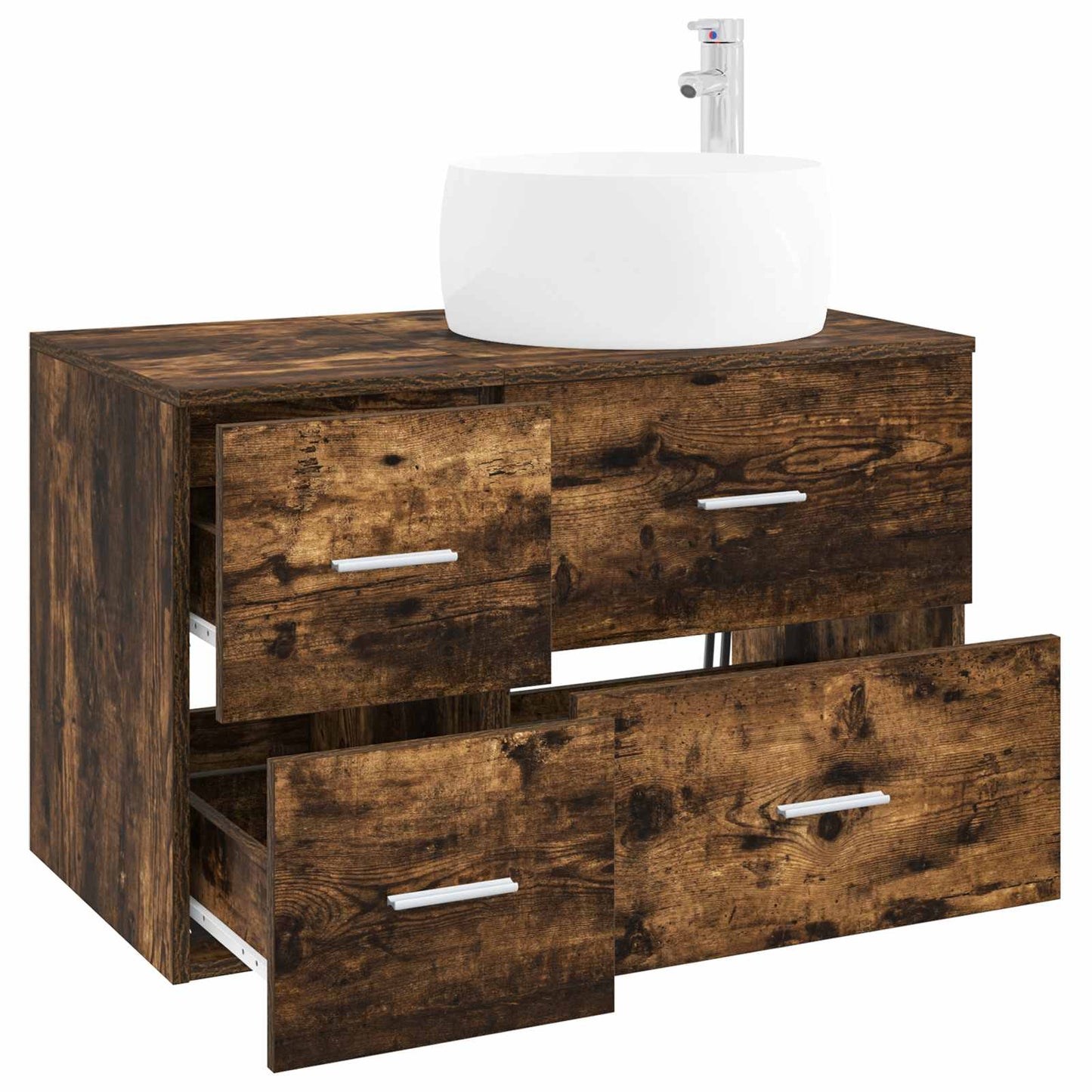 Bathroom Furniture Set 2 pcs Smoked Oak Engineered Wood
