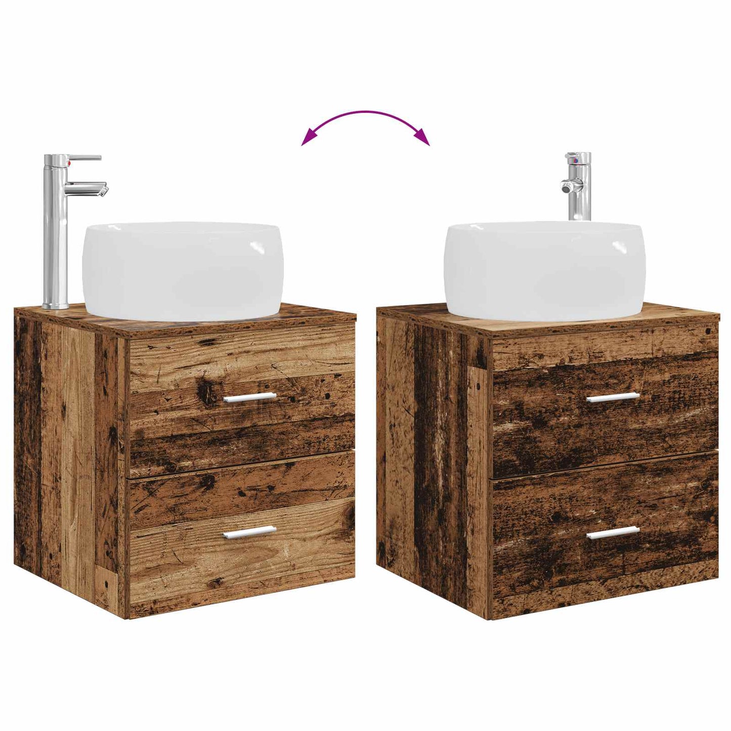 Bathroom Furniture Set 2 pcs Old Wood Engineered Wood