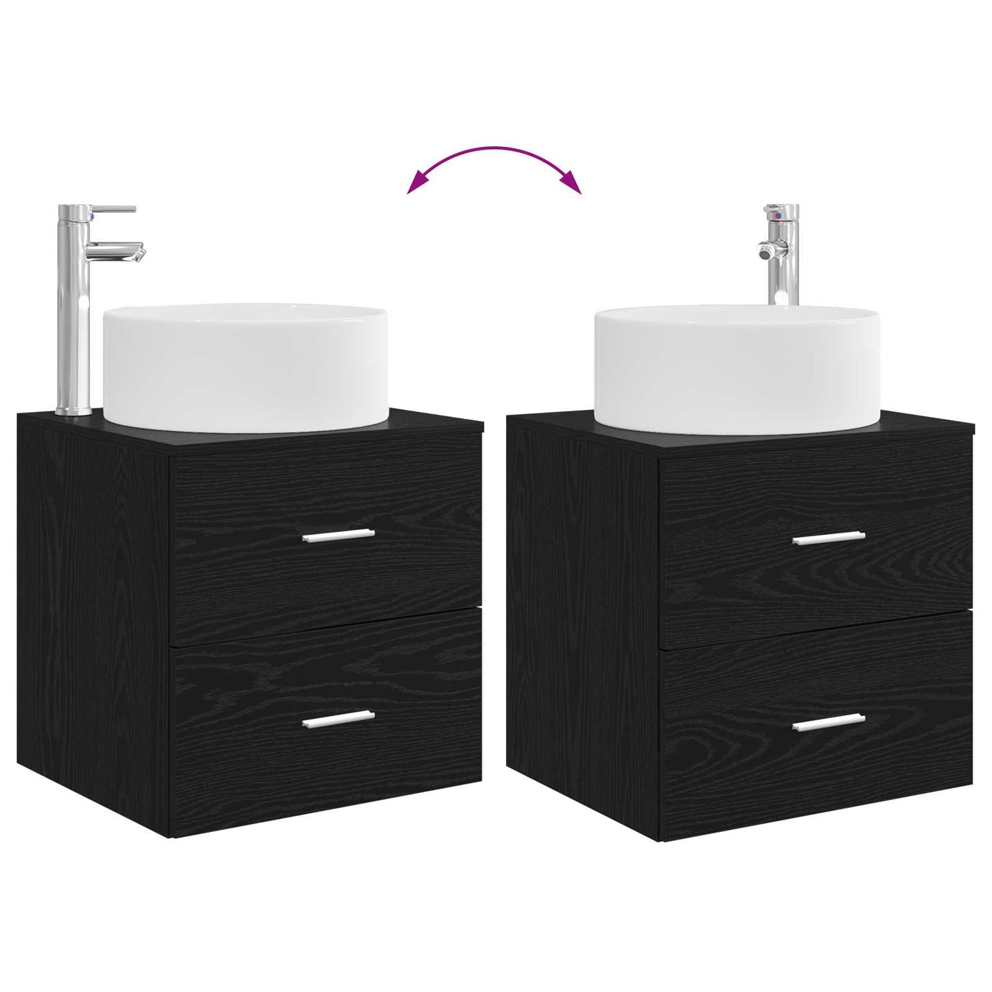 Bathroom Furniture Set 2 pcs Black Oak Engineered Wood