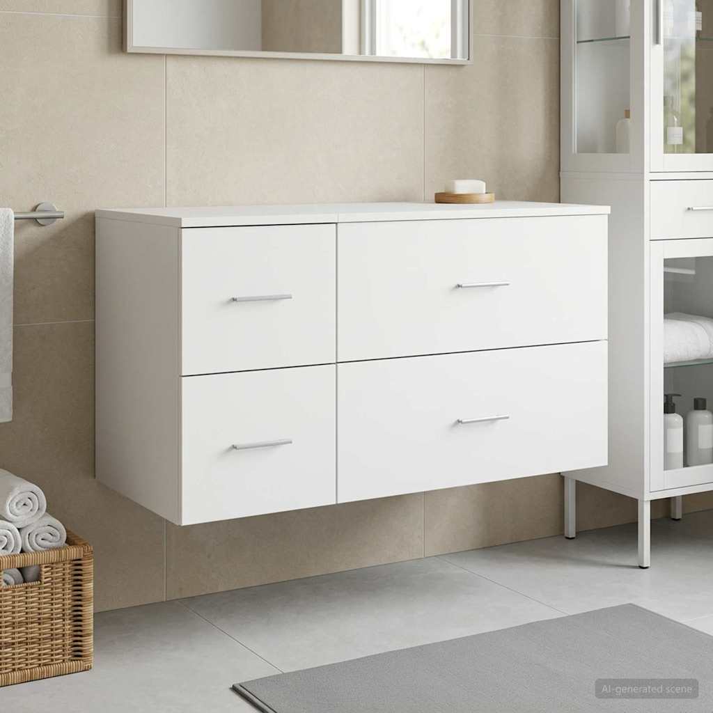 Bathroom Furniture Set 2 pcs White Engineered Wood