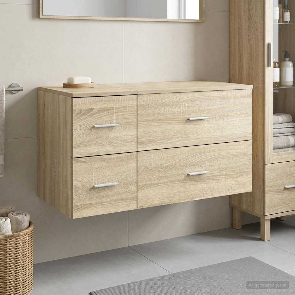 Bathroom Furniture Set 2 pcs Sonoma Oak Engineered Wood