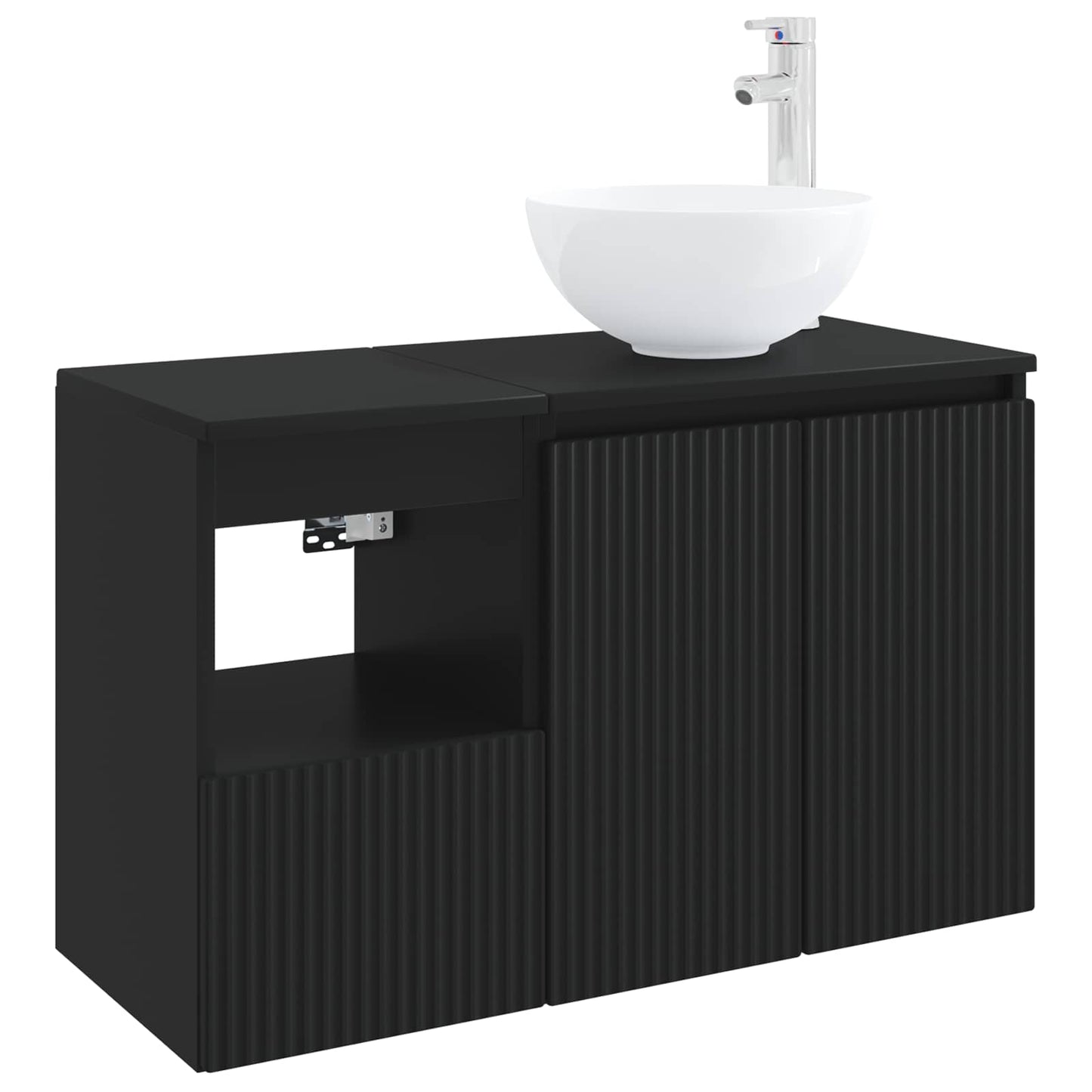 Bathroom Furniture Set 2 pcs Black Engineered Wood