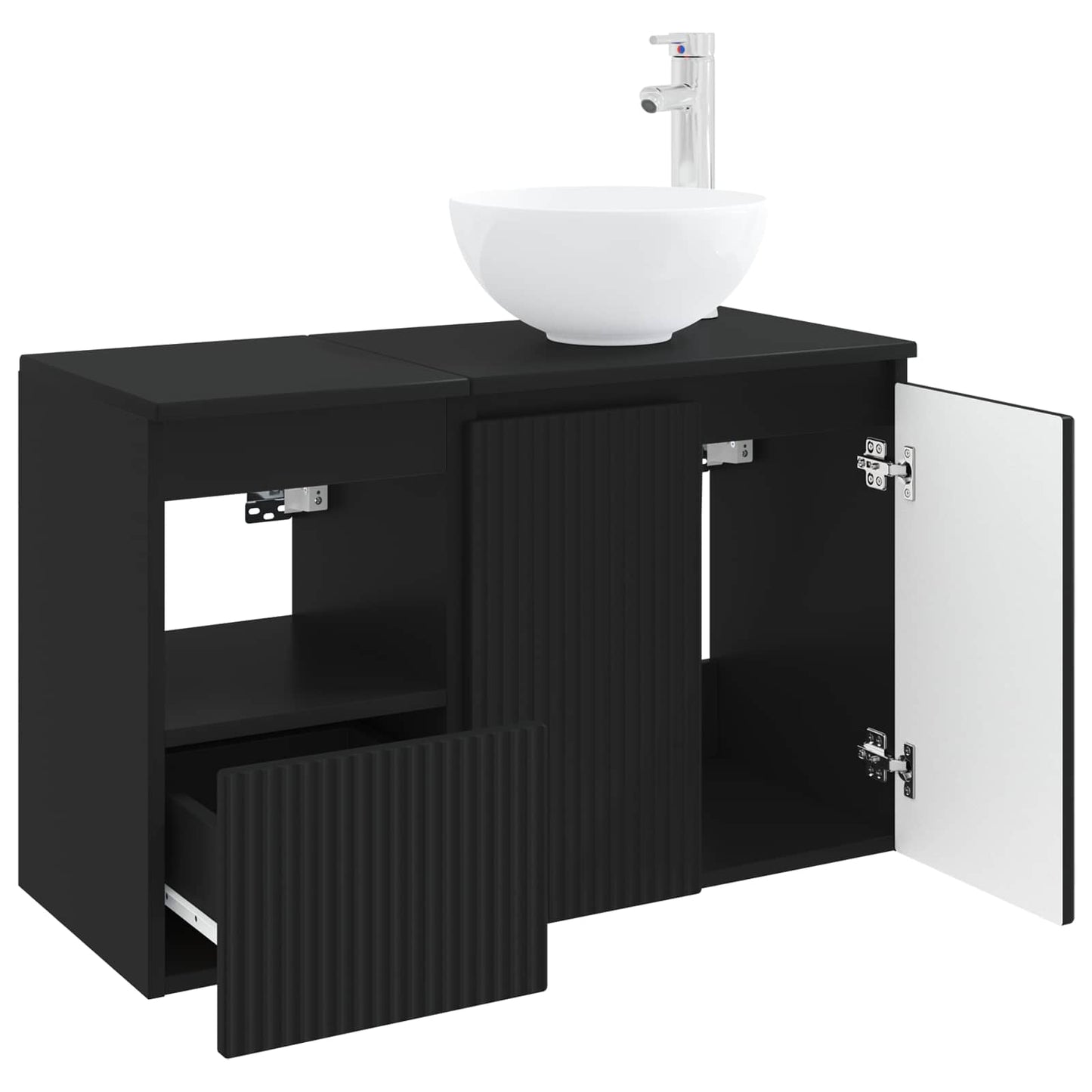 Bathroom Furniture Set 2 pcs Black Engineered Wood