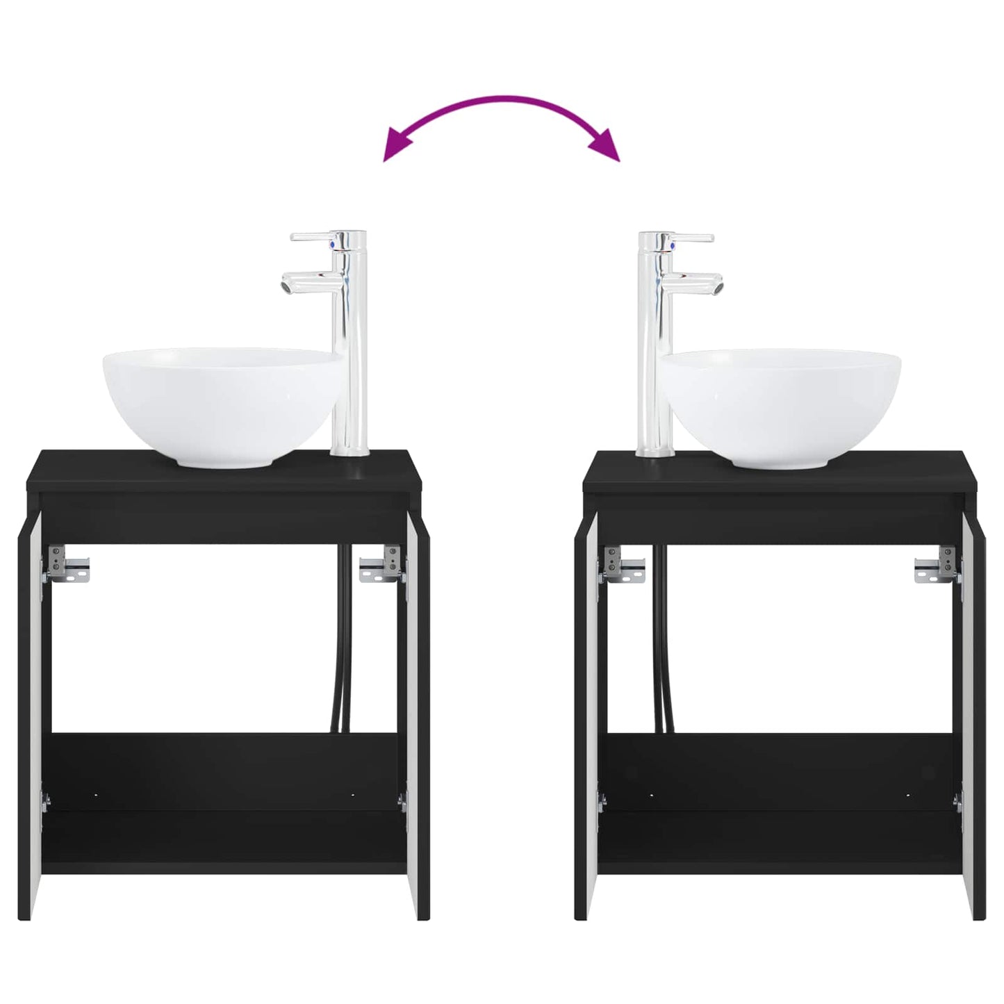 Bathroom Furniture Set 2 pcs Black Engineered Wood