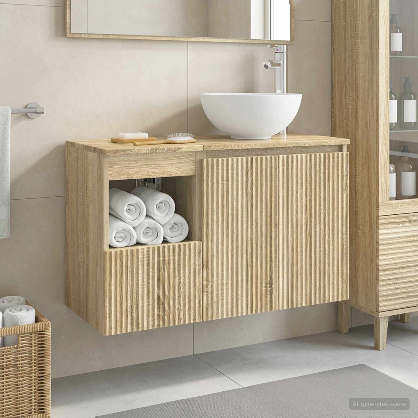 Bathroom Furniture Set 2 pcs Sonoma Oak Engineered Wood