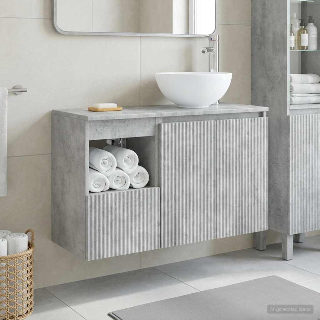 Bathroom Furniture Set 2 pcs Concrete Grey Engineered Wood