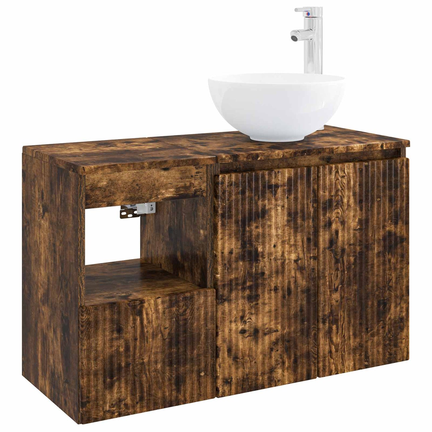 Bathroom Furniture Set 2 pcs Smoked Oak Engineered Wood