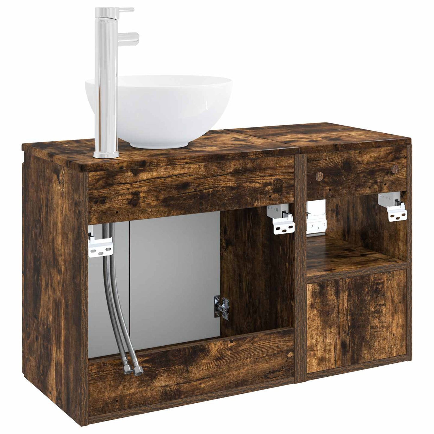 Bathroom Furniture Set 2 pcs Smoked Oak Engineered Wood
