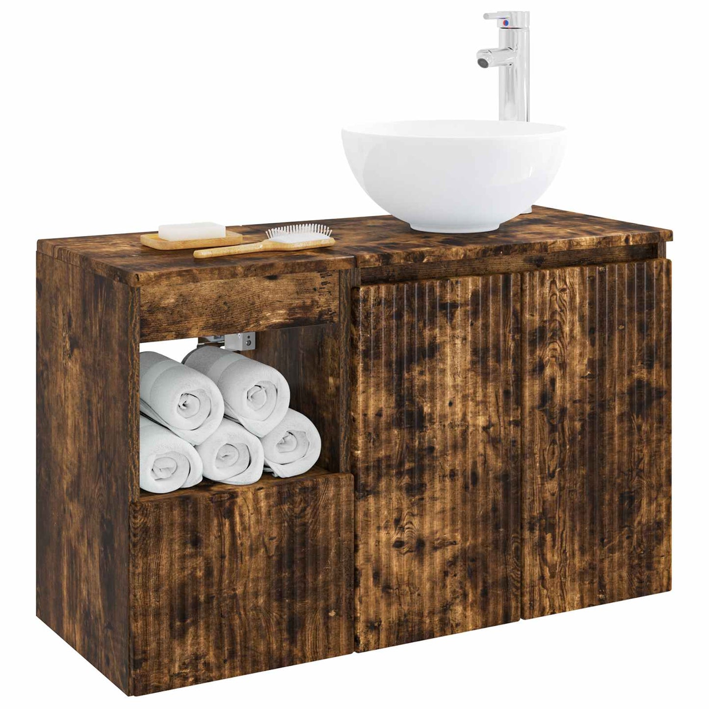 Bathroom Furniture Set 2 pcs Smoked Oak Engineered Wood