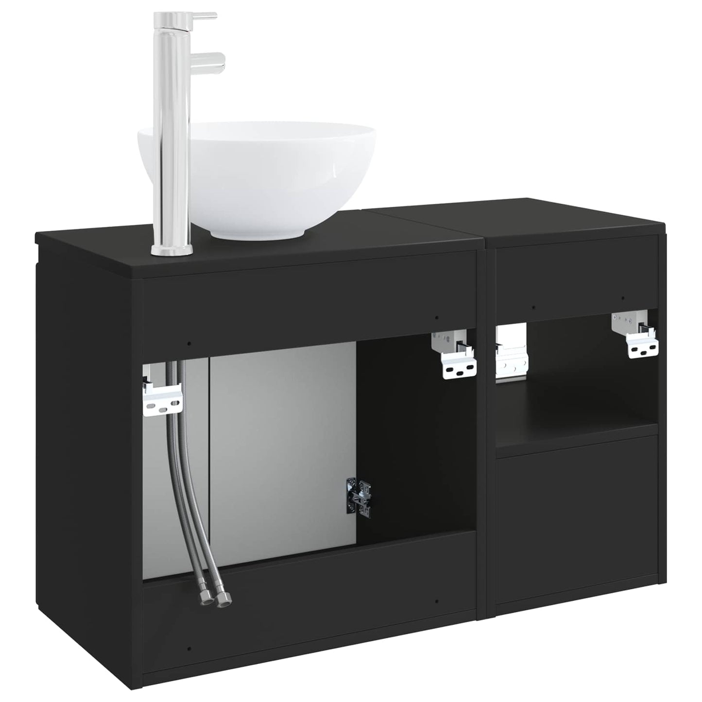 Bathroom Furniture Set 2 pcs Black Engineered Wood