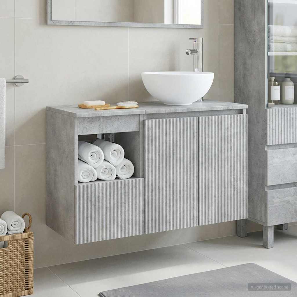 Bathroom Furniture Set 2 pcs Concrete Grey Engineered Wood