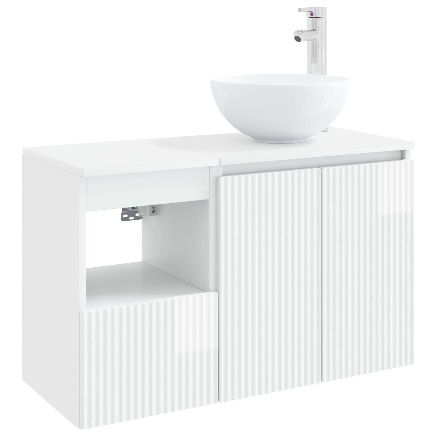 Bathroom Furniture Set 2 pcs High Gloss White Engineered Wood