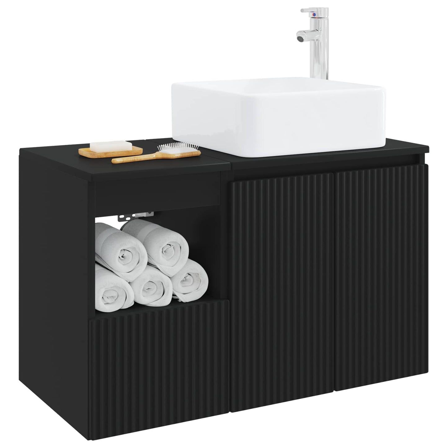 Bathroom Furniture Set 2 pcs Black Engineered Wood