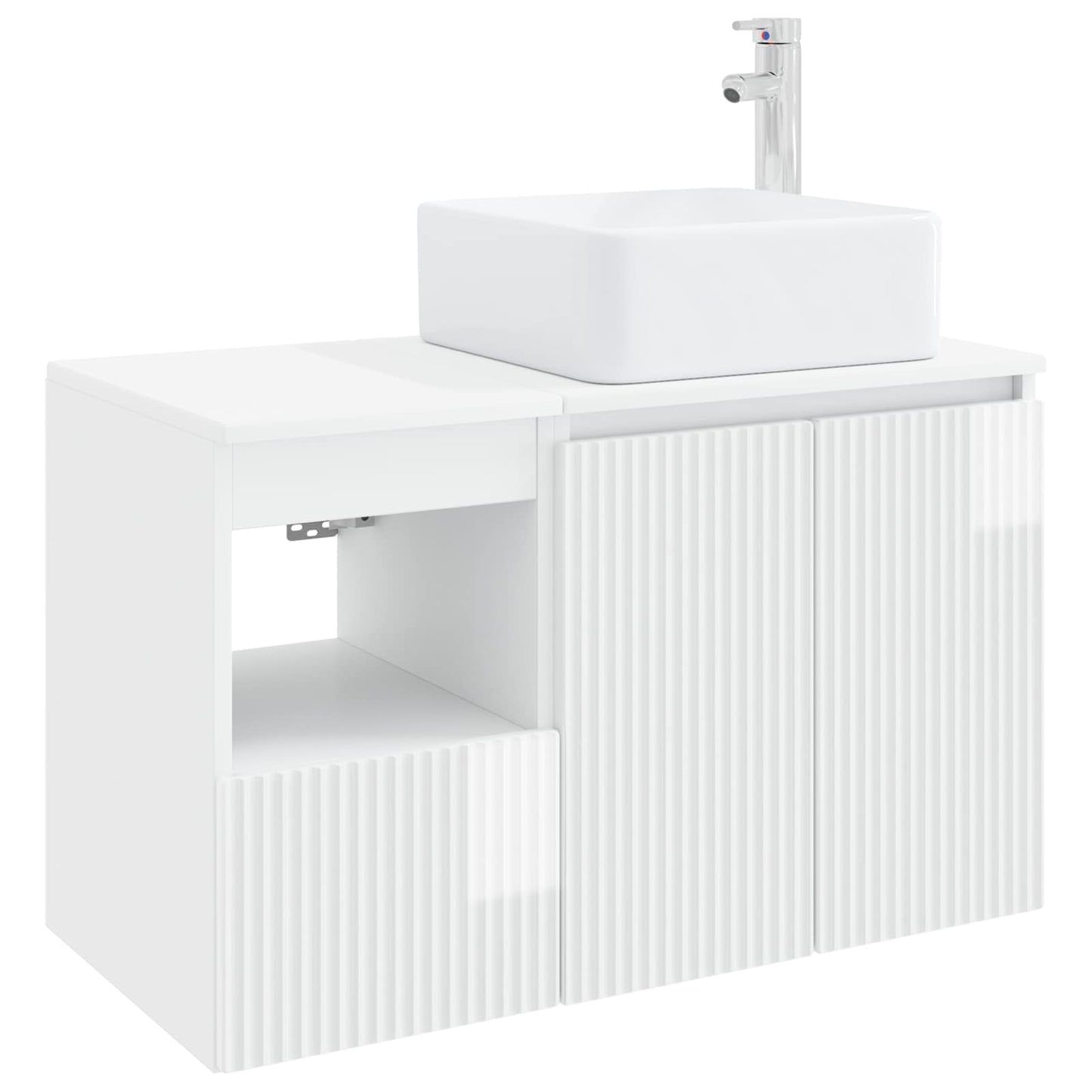 Bathroom Furniture Set 2 pcs High Gloss White Engineered Wood