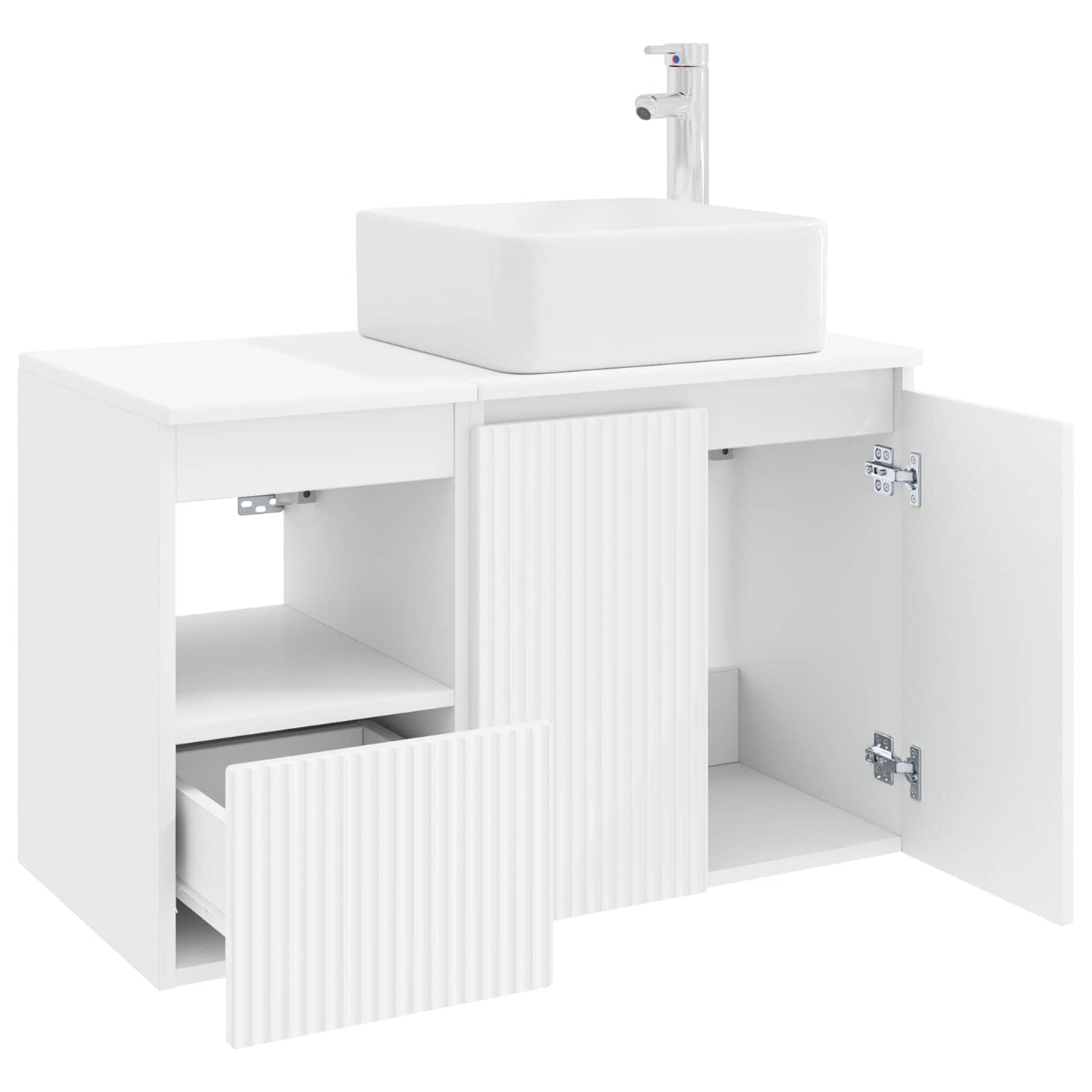 Bathroom Furniture Set 2 pcs High Gloss White Engineered Wood